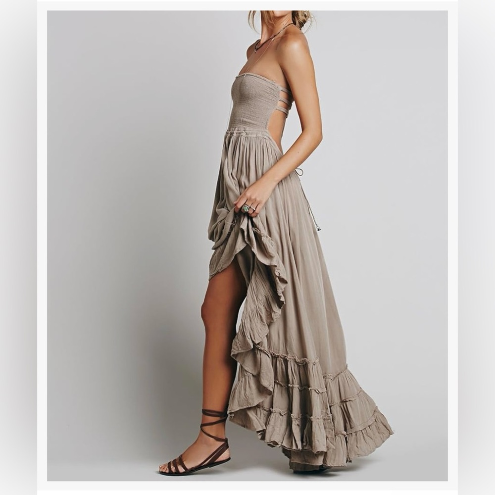 Elegant Tan Maxi Dress / NEW WITH TAGS